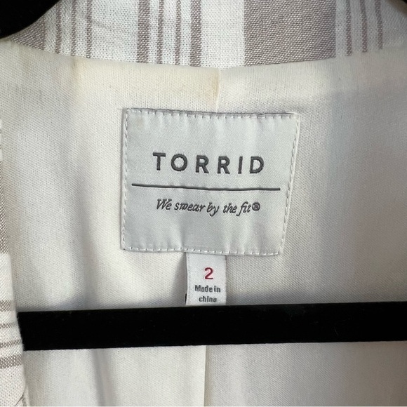 Torrid Taupe Stripe Linen Blend Blazer - Picture 7 of 14